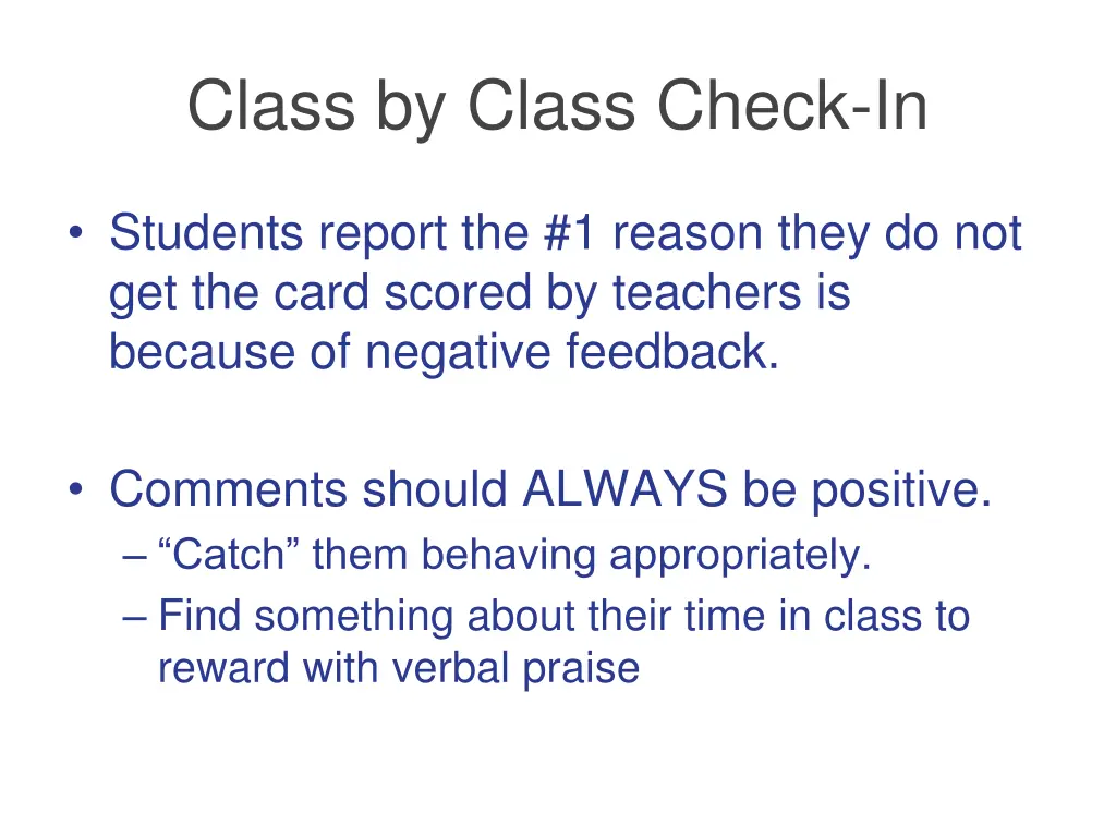 class by class check in 2