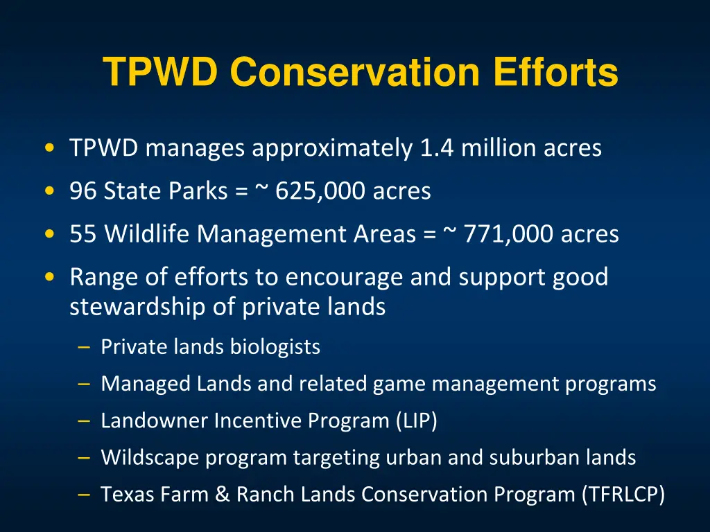 tpwd conservation efforts