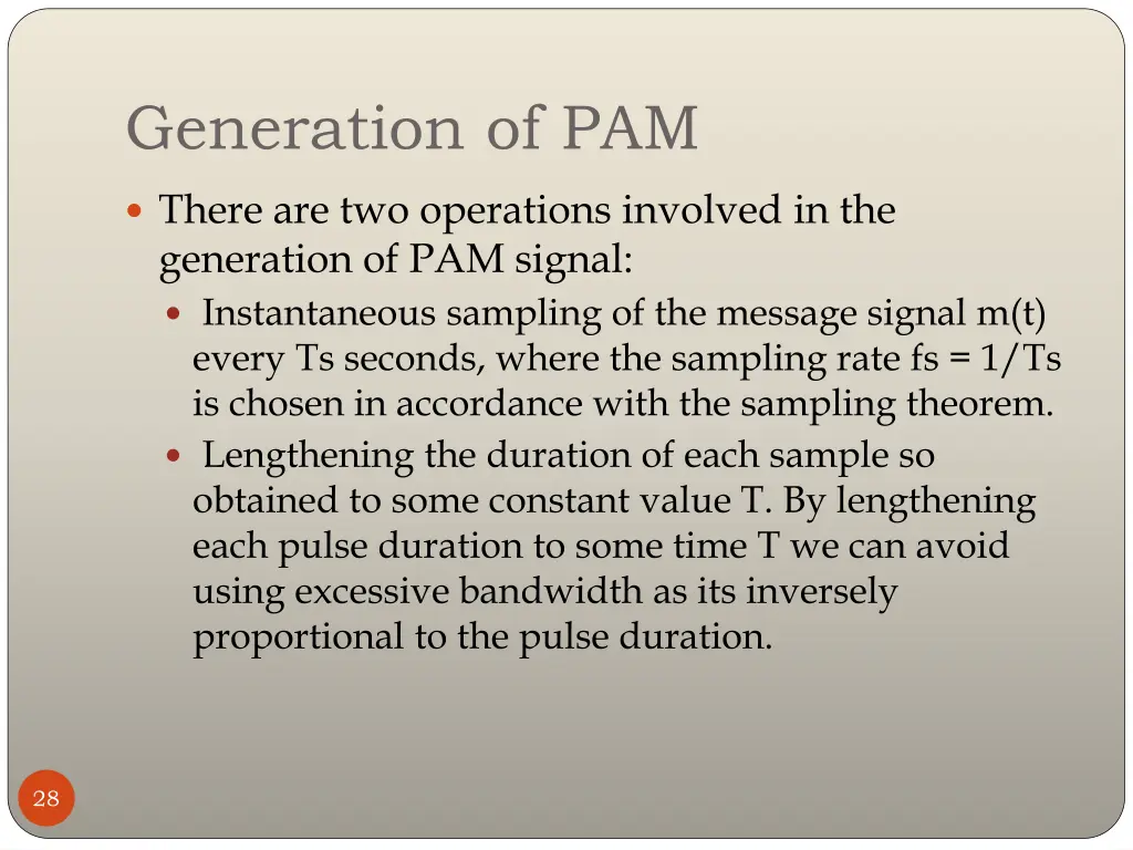 generation of pam