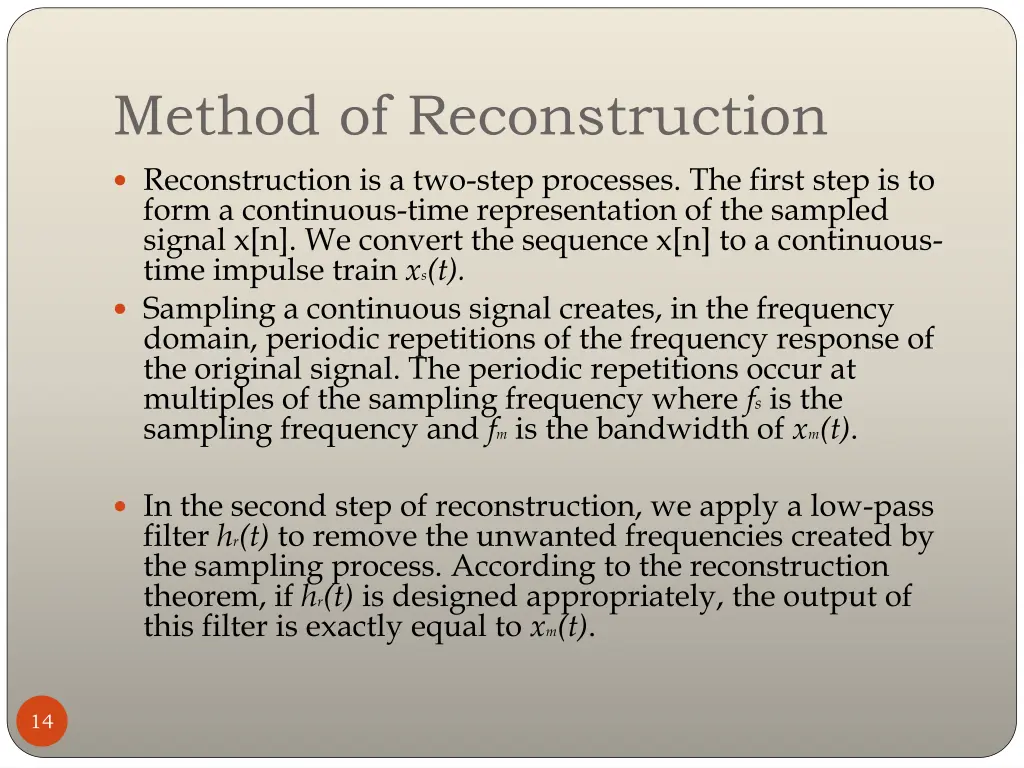 method of reconstruction reconstruction