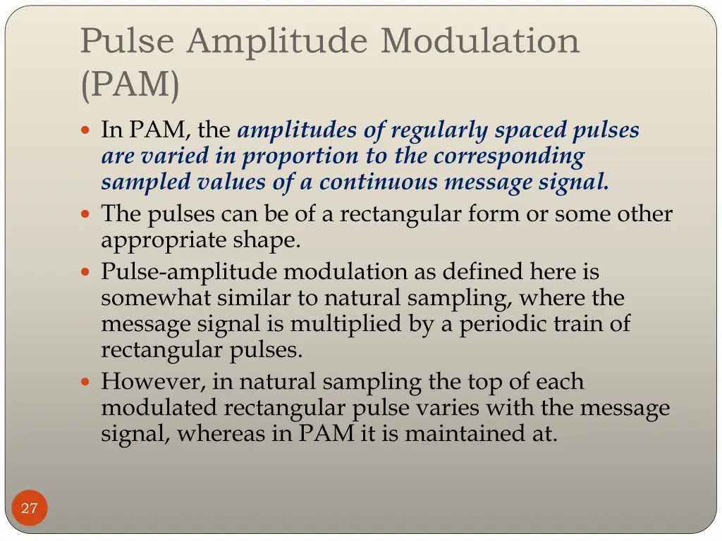 pulse amplitude modulation pam