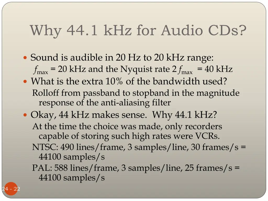 why 44 1 khz for audio cds
