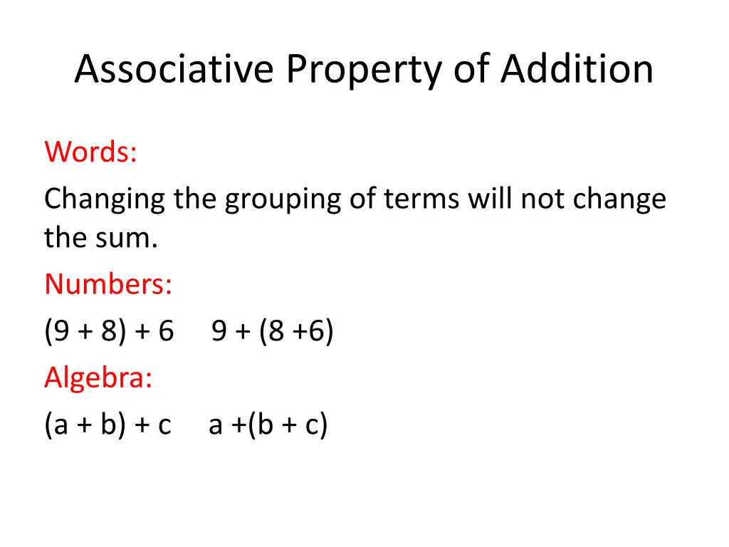 associative property of addition