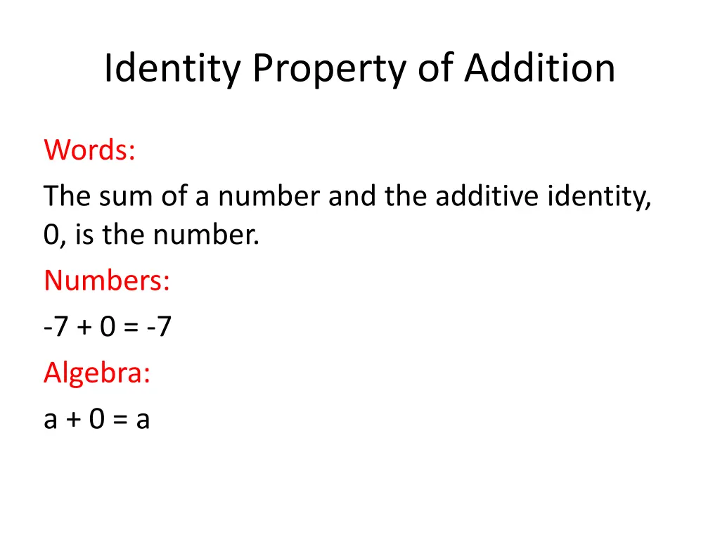 identity property of addition