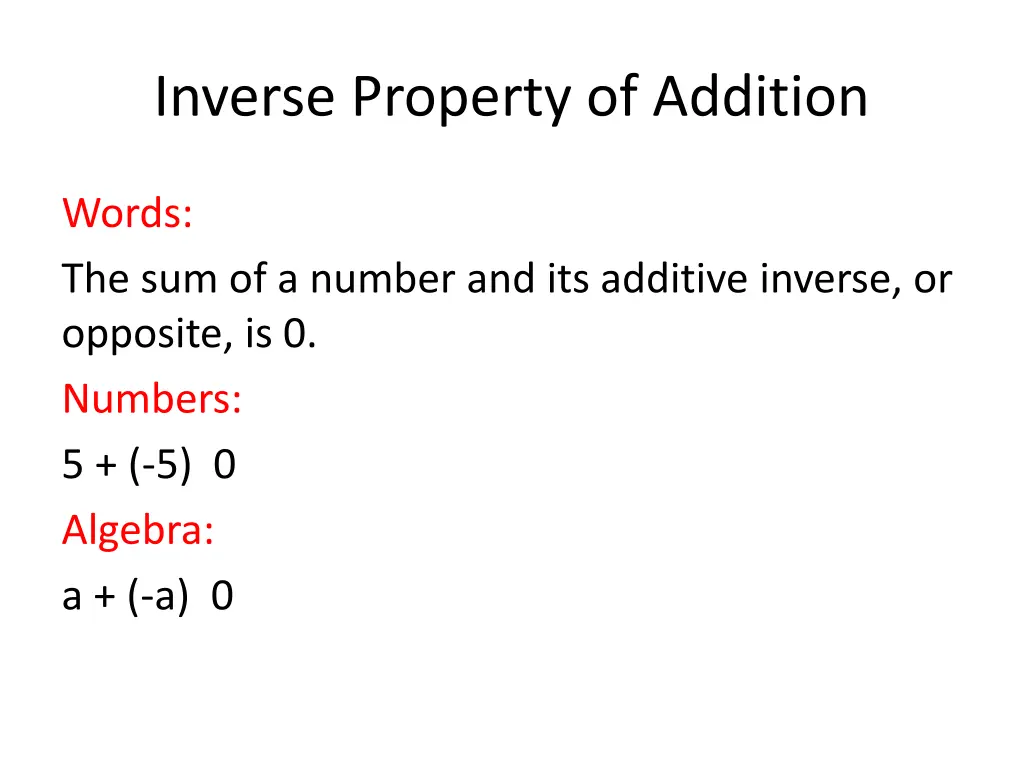 inverse property of addition