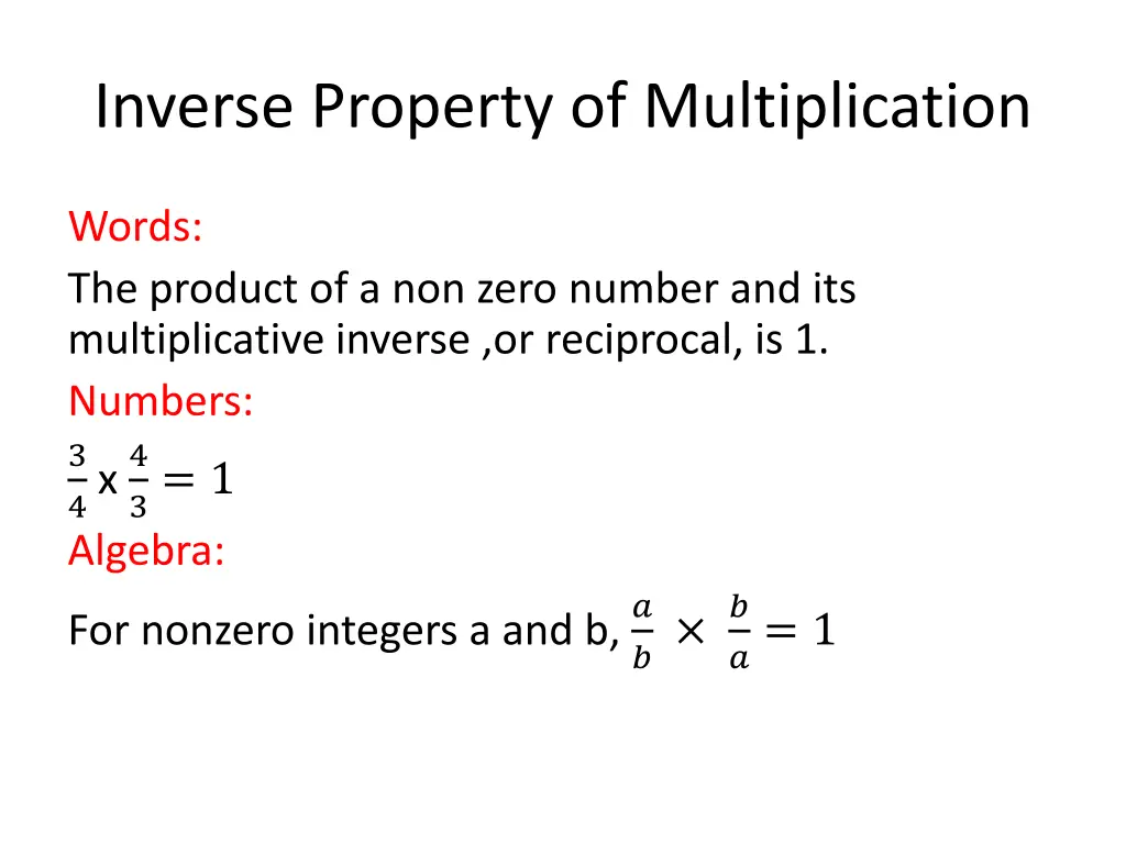 inverse property of multiplication