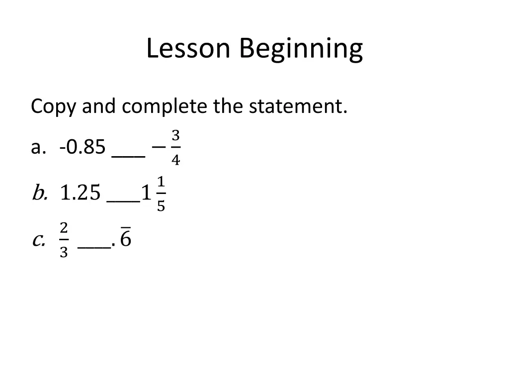 lesson beginning