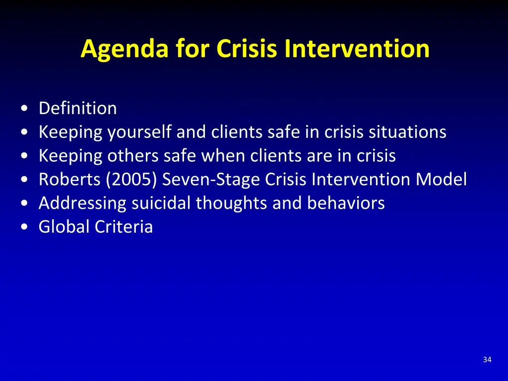 agenda for crisis intervention