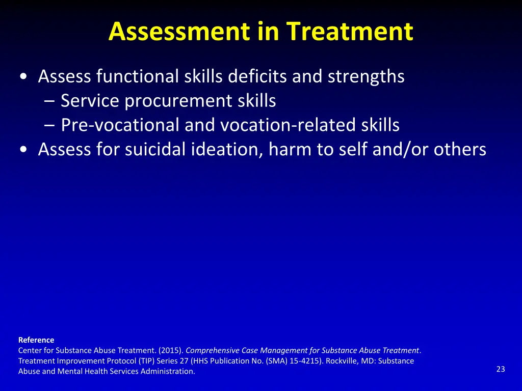 assessment in treatment