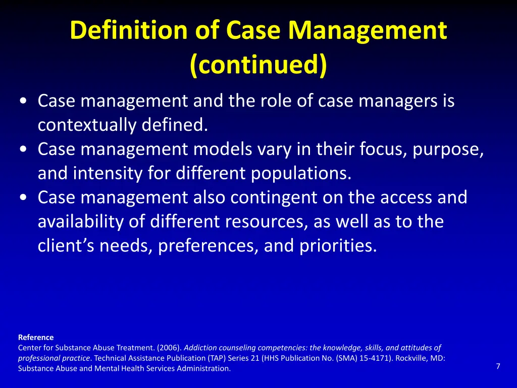 definition of case management continued