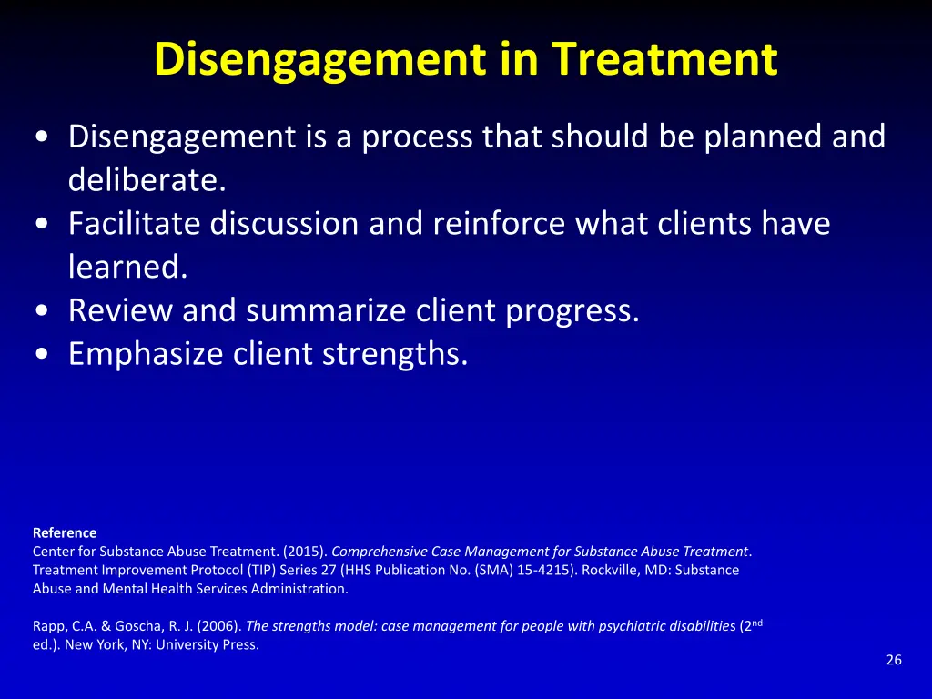 disengagement in treatment