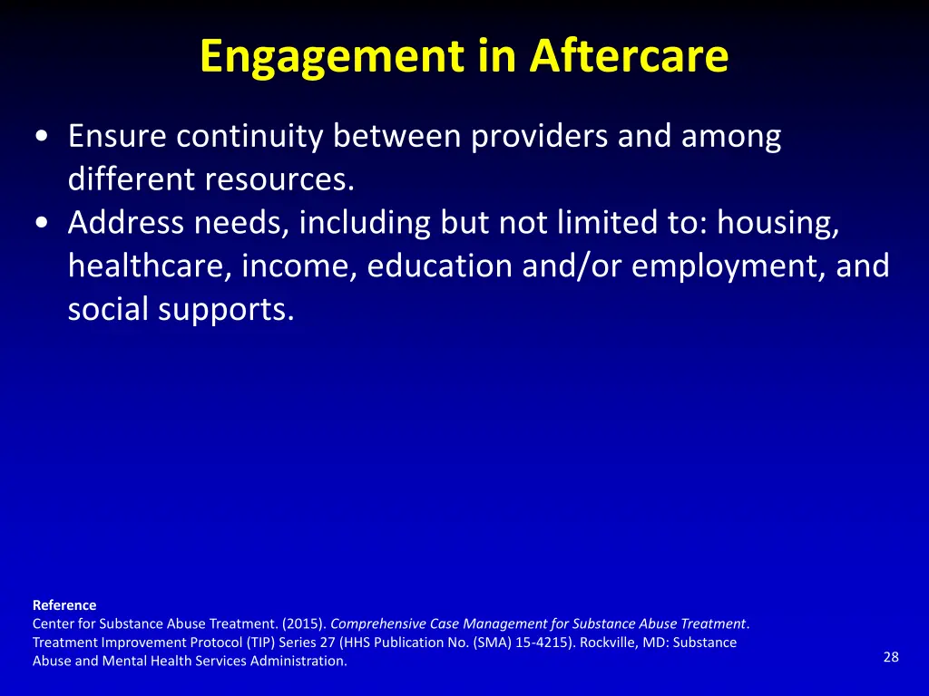 engagement in aftercare