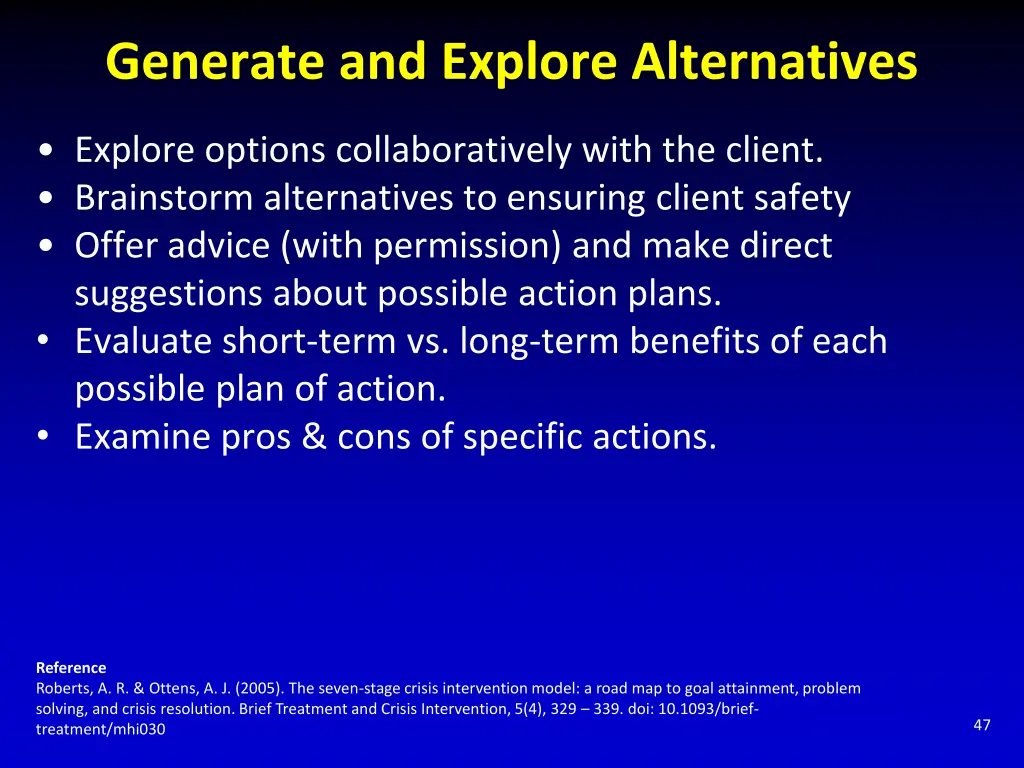 generate and explore alternatives