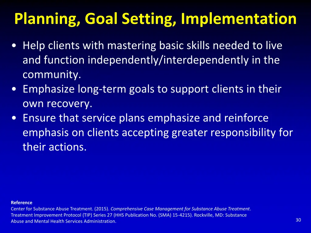 planning goal setting implementation