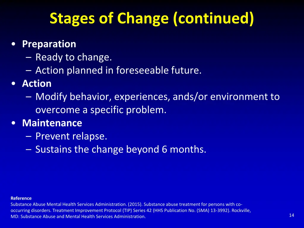 stages of change continued