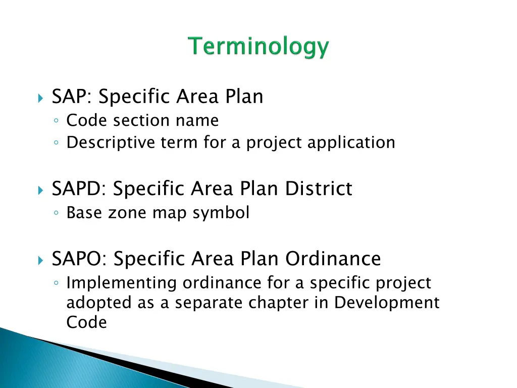 sap specific area plan code section name