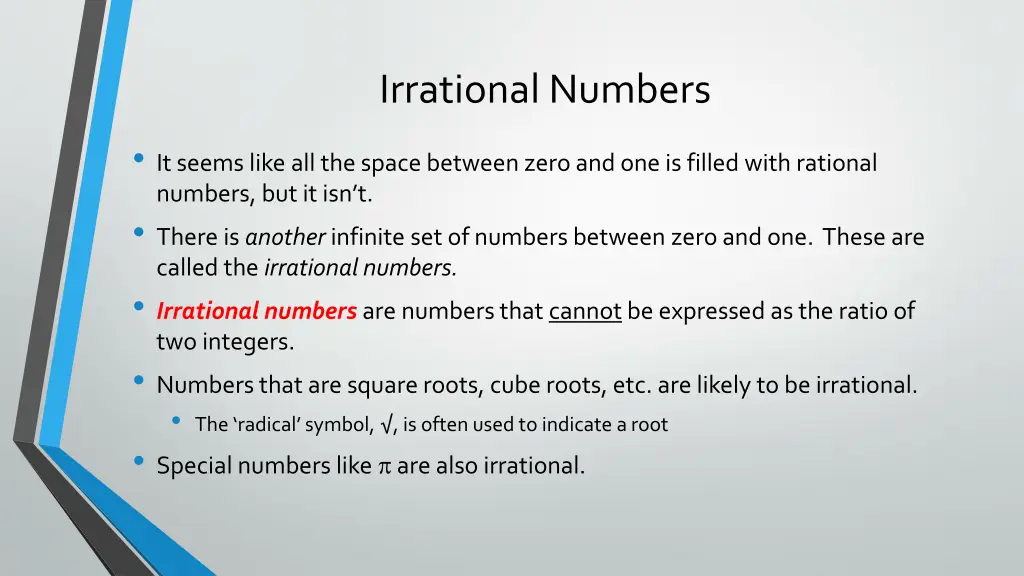 irrational numbers