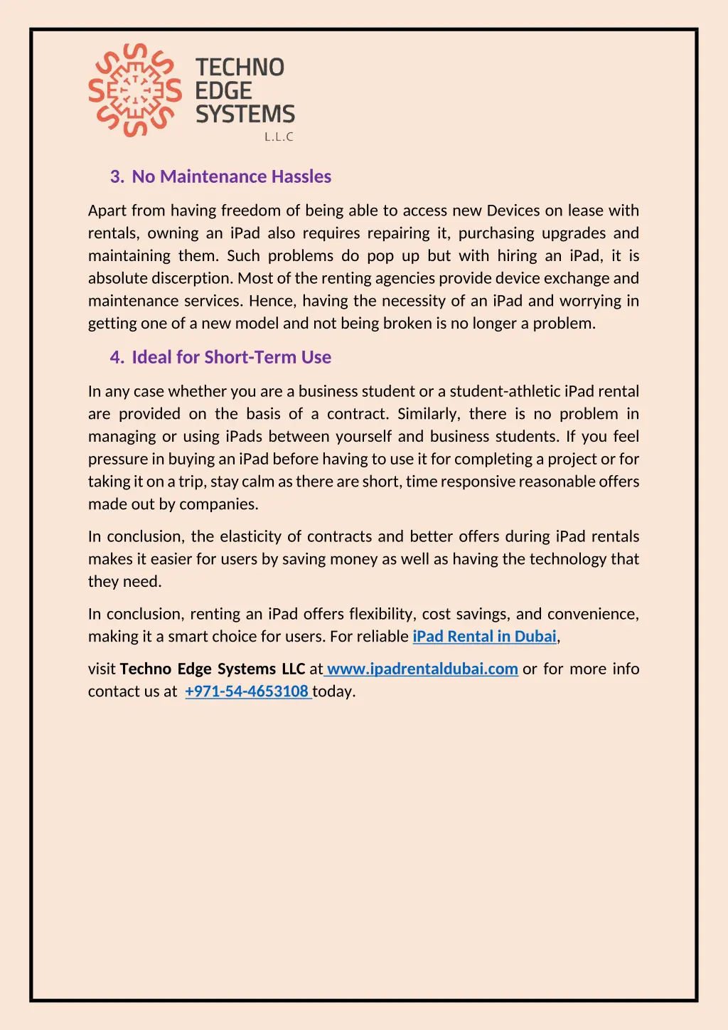 3 no maintenance hassles