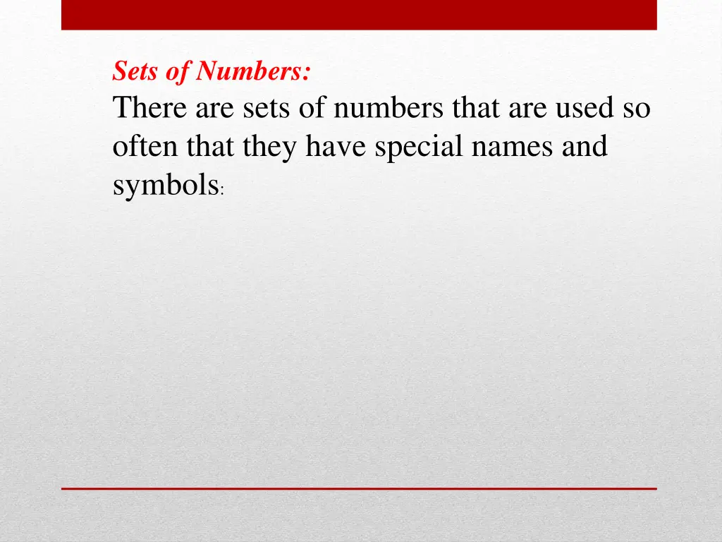 sets of numbers there are sets of numbers that