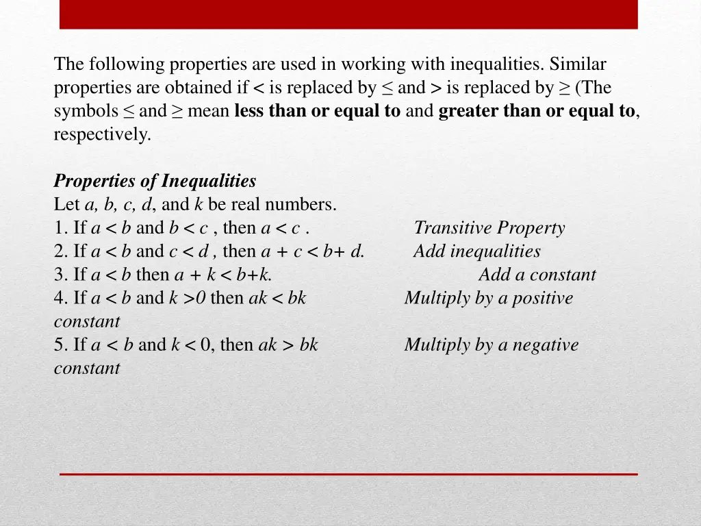 the following properties are used in working with