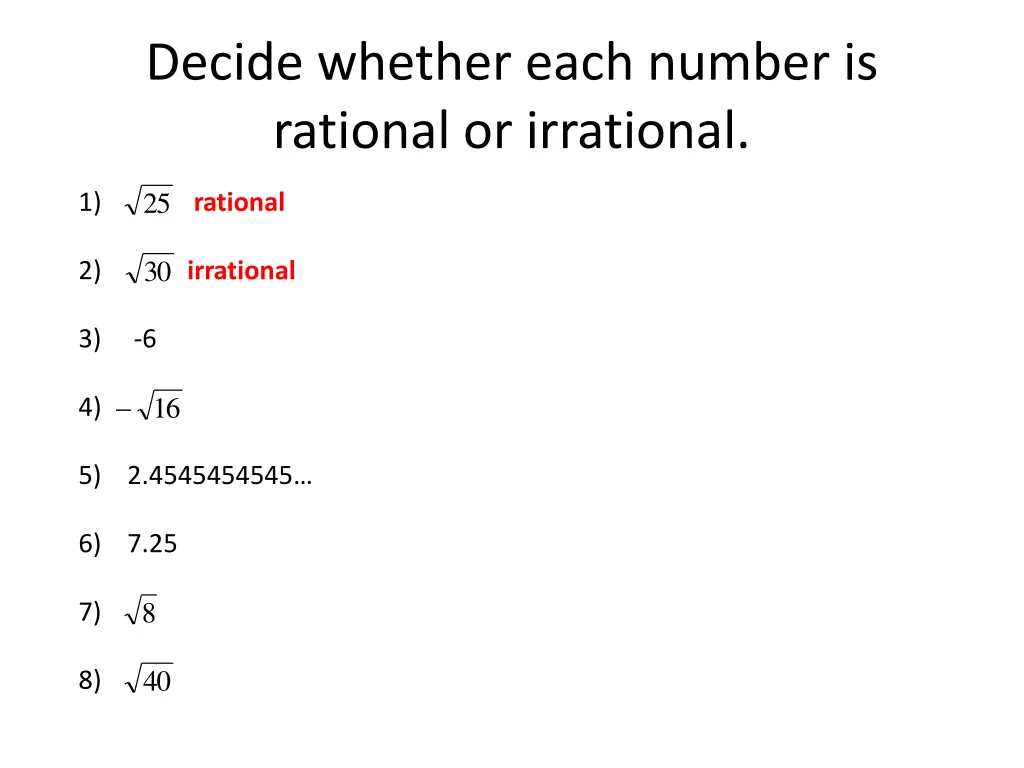 decide whether each number is rational 2