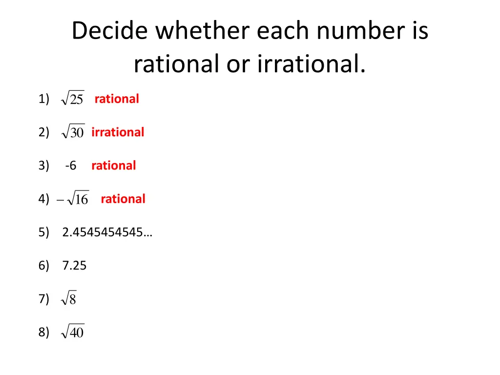 decide whether each number is rational 4