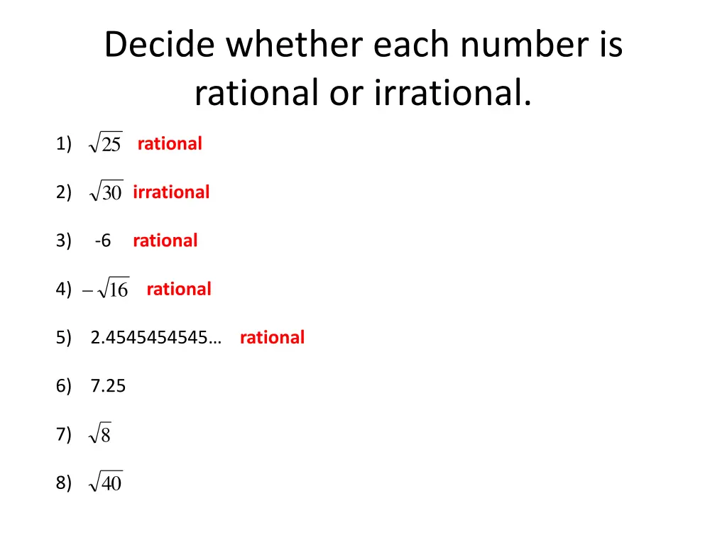 decide whether each number is rational 5