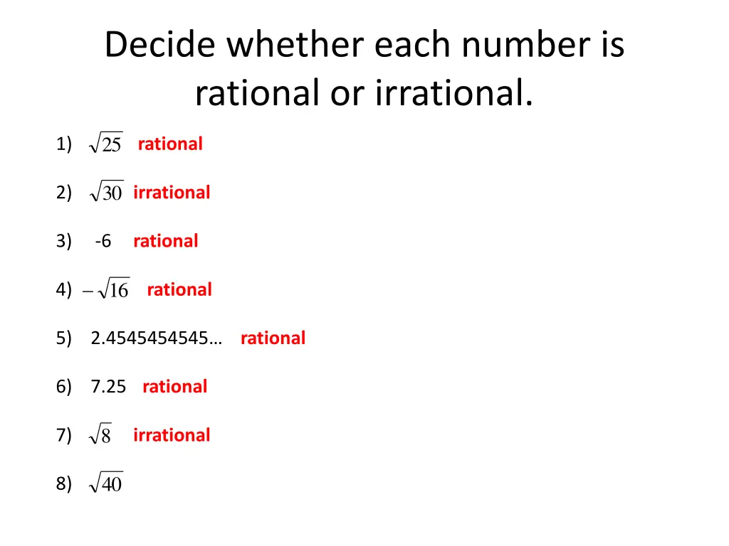 decide whether each number is rational 7