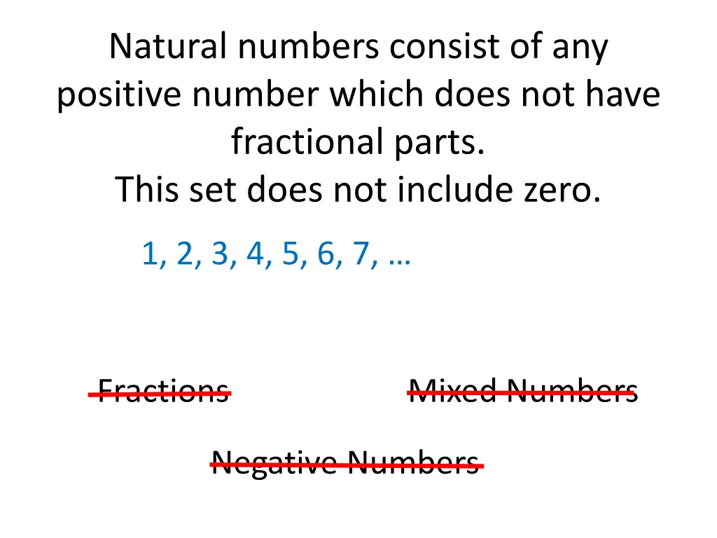 natural numbers consist of any positive number