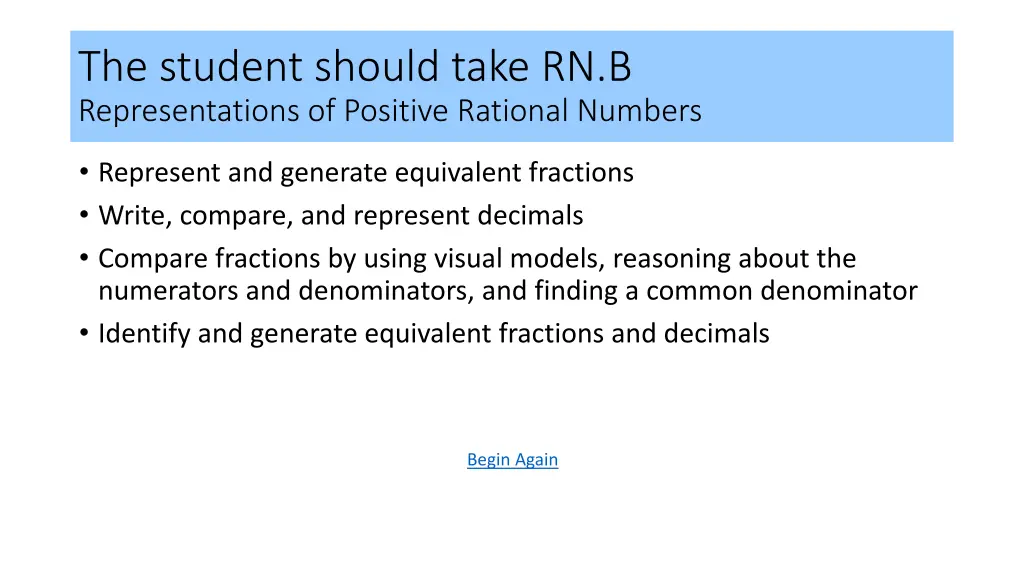 the student should take rn b representations