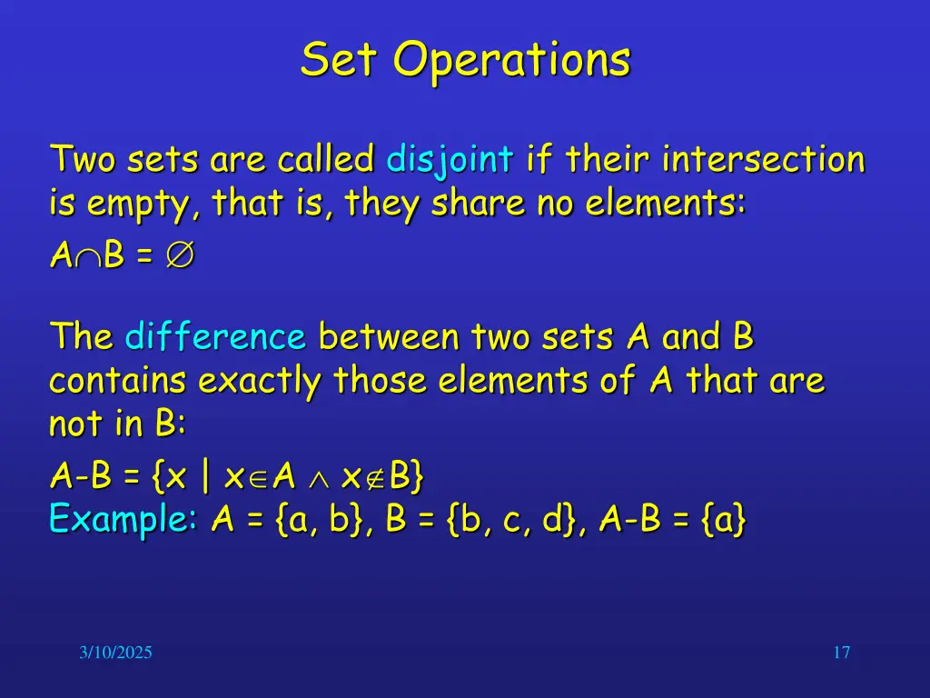 set operations 1