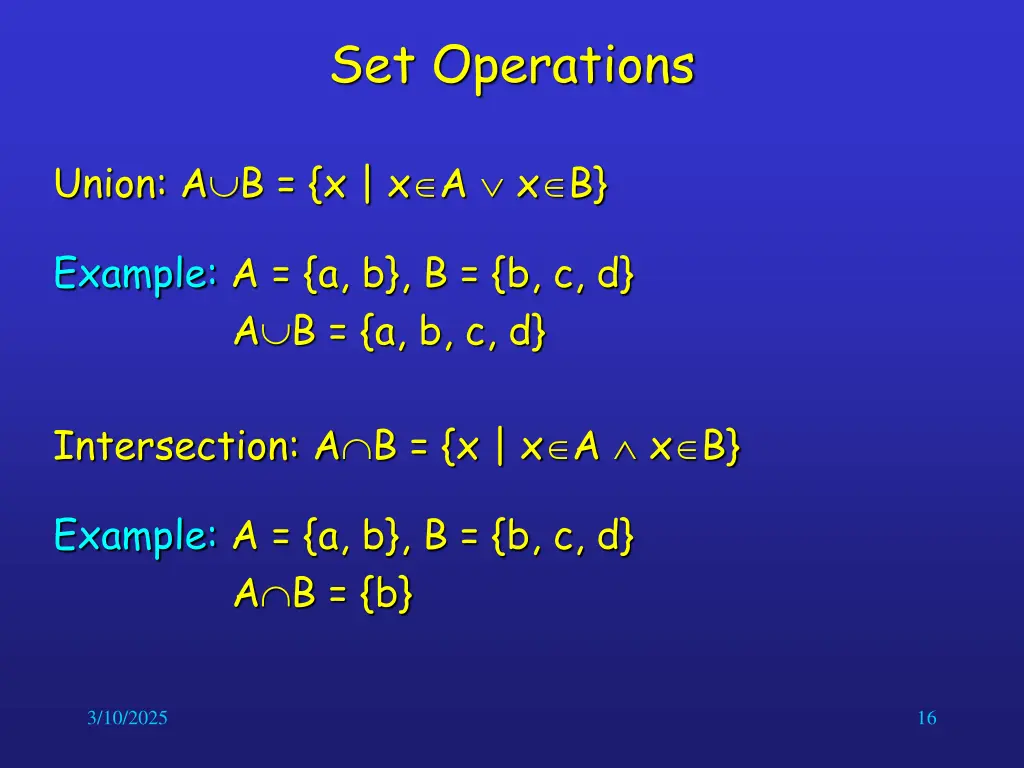 set operations