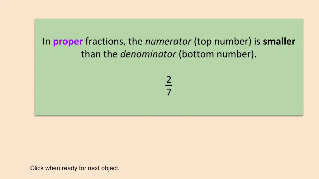 in proper fractions the numerator top number