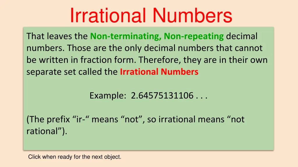 irrational numbers