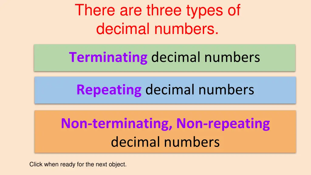there are three types of decimal numbers