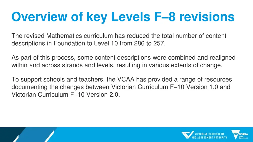 overview of key levels f 8 revisions