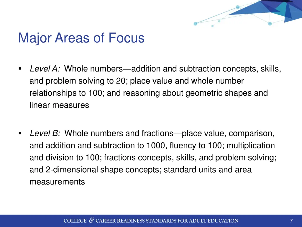 major areas of focus