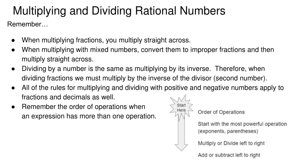 multiplying and dividing rational numbers remember