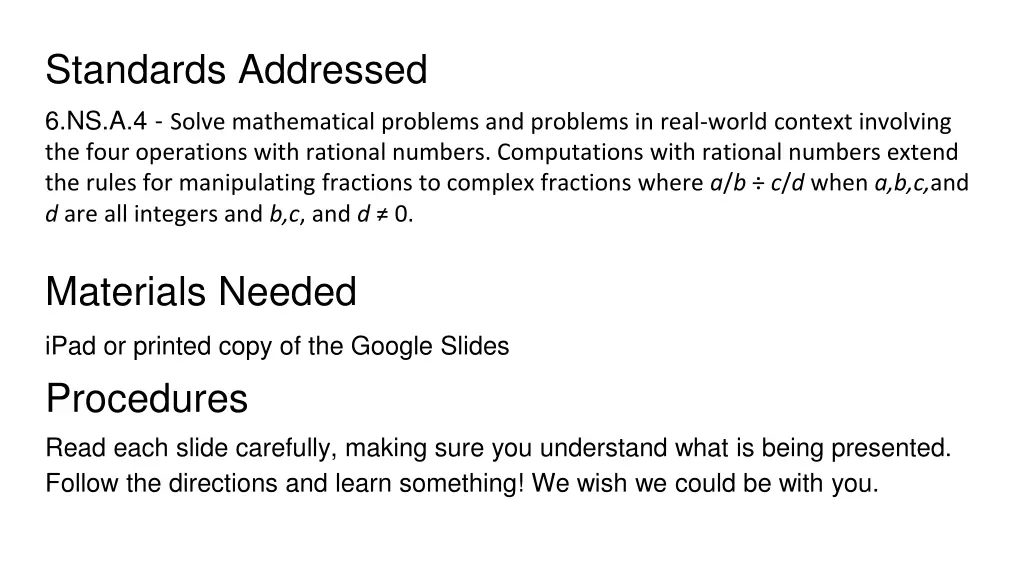 standards addressed