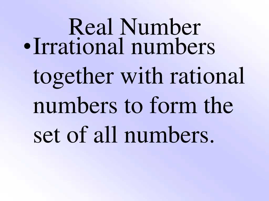 real number irrational numbers together with
