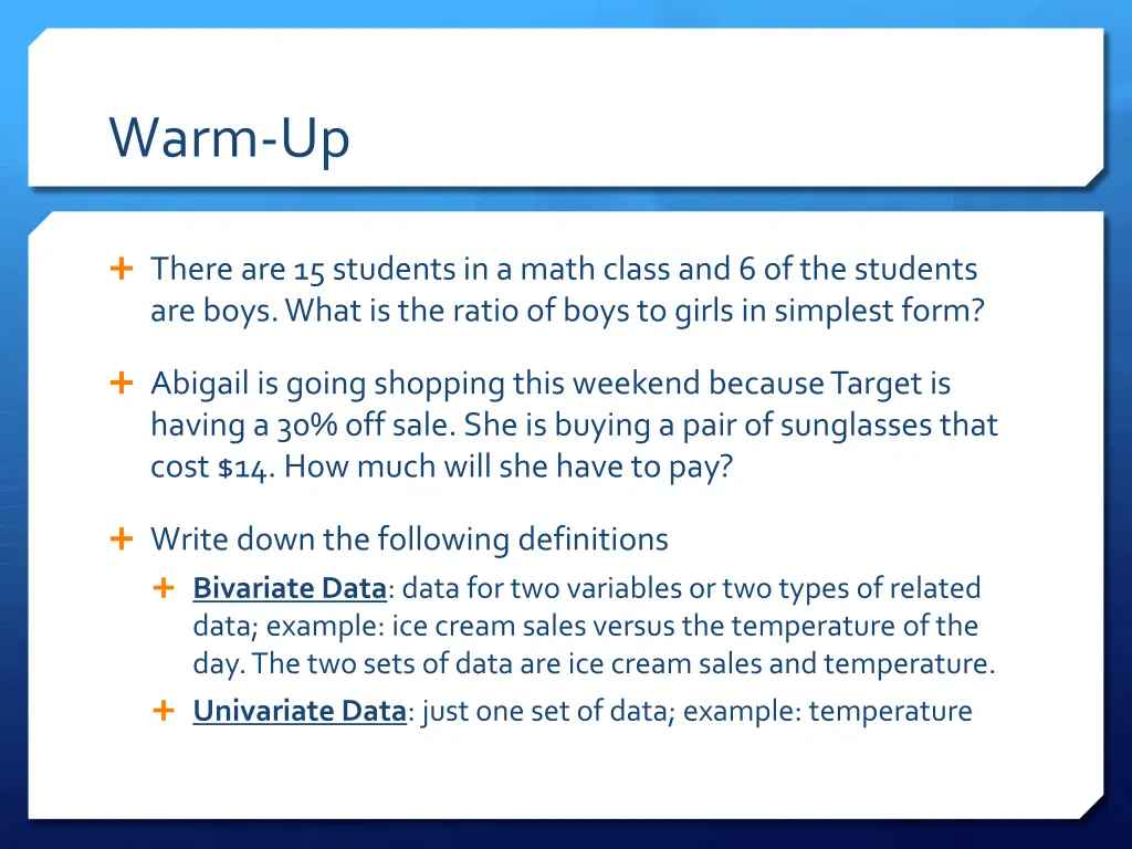 warm up 1