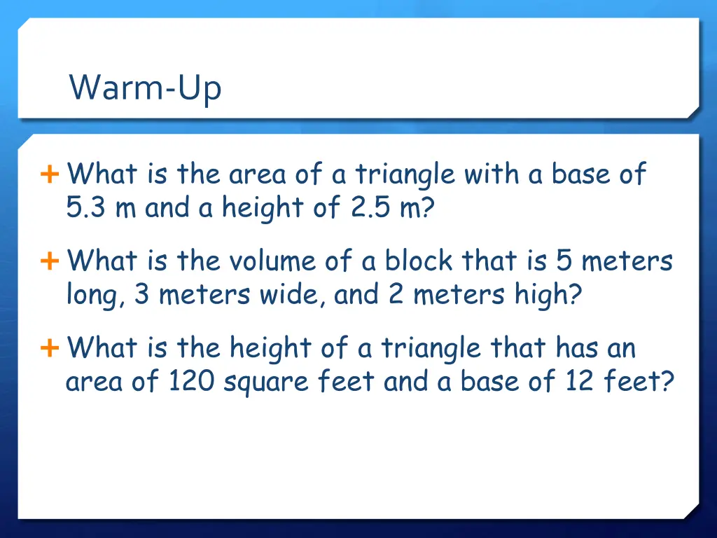 warm up 4