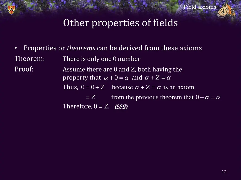 field axioms 10