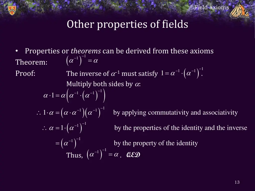field axioms 11