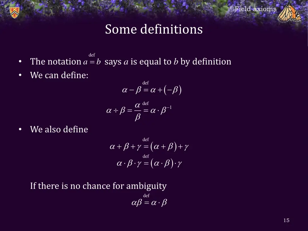 field axioms 13