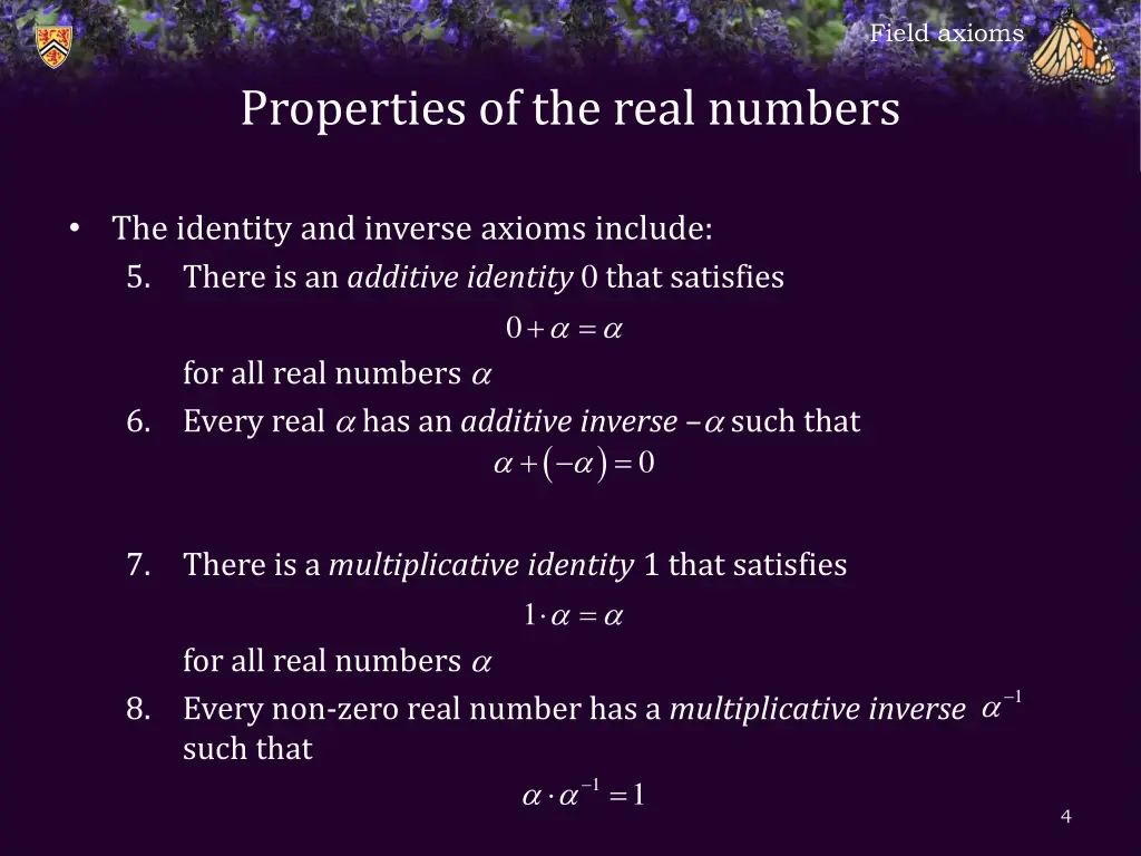 field axioms 2