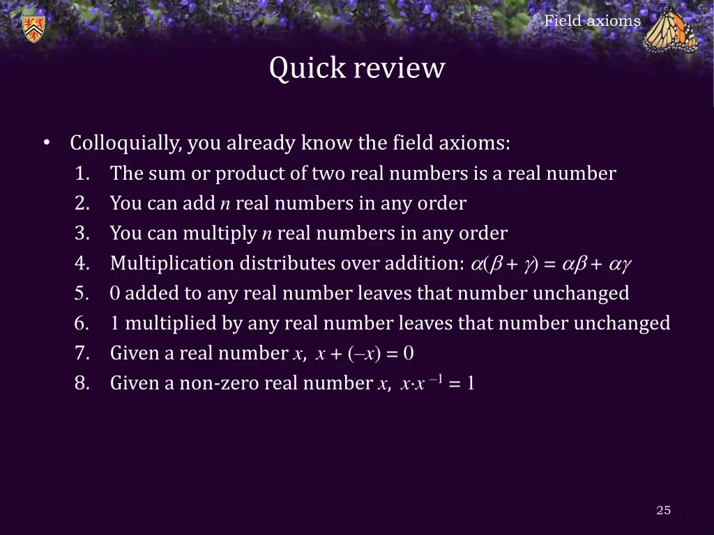 field axioms 23