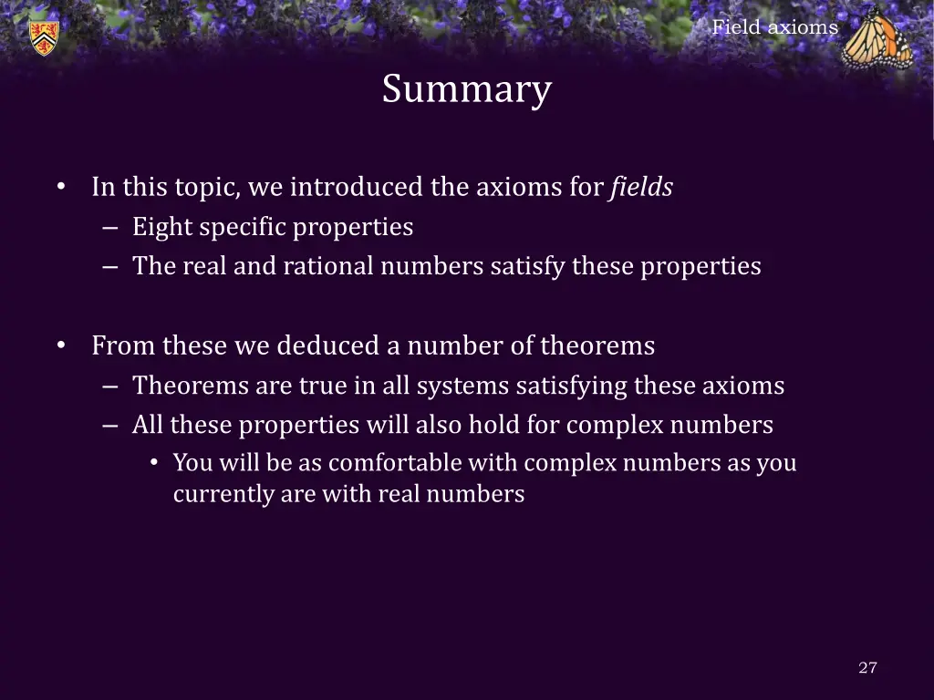 field axioms 25