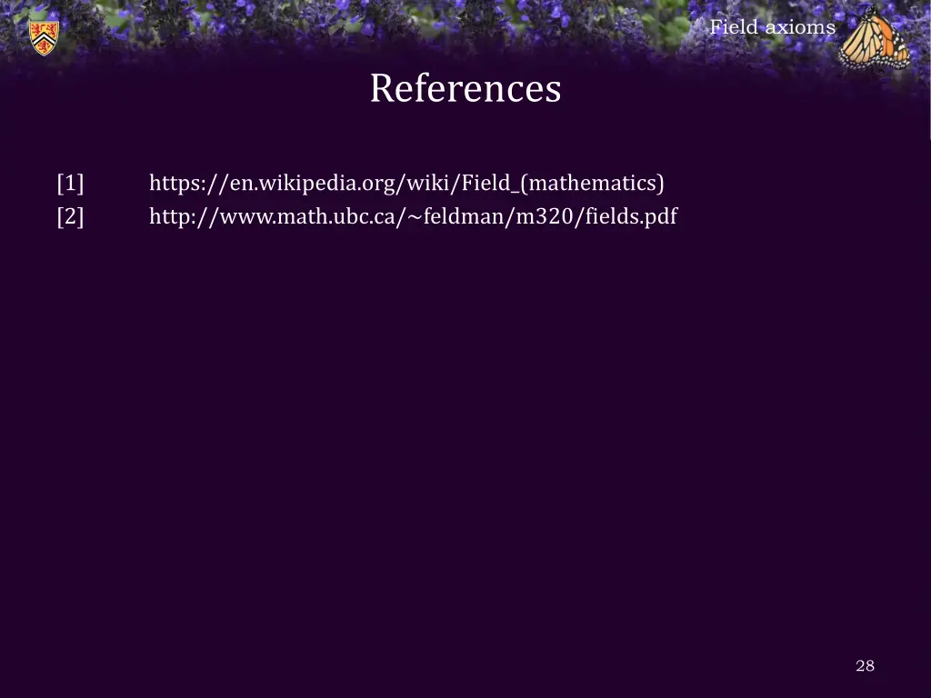 field axioms 26