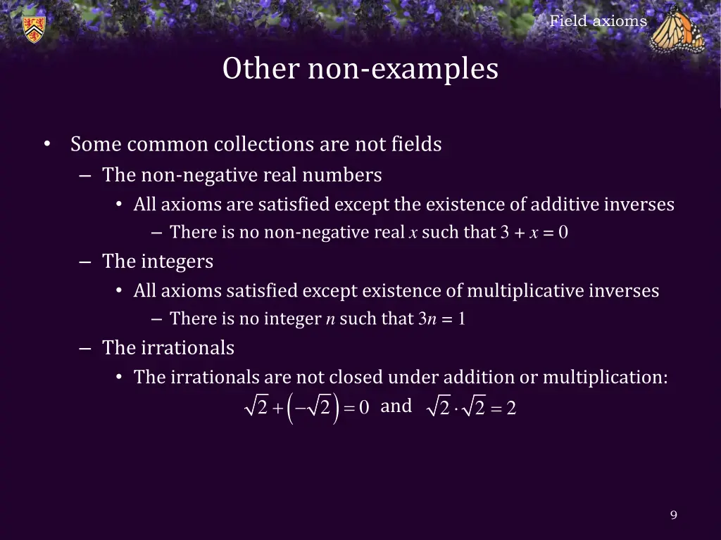 field axioms 7